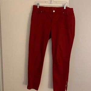 White House Black Market Skimmer Burgundy jeans.